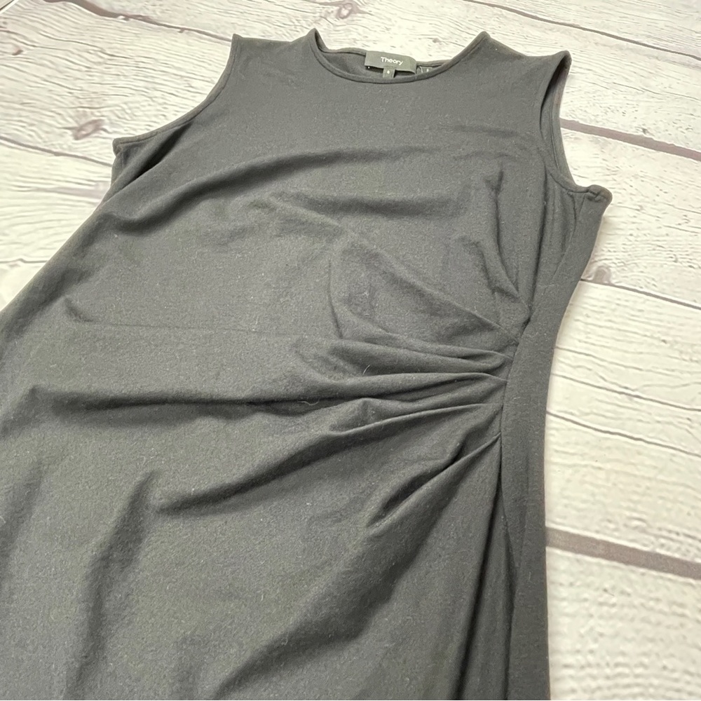 THEORY Jorainna SL2 black stretch cotton midi sheath dress, size S - Picture 5 of 12